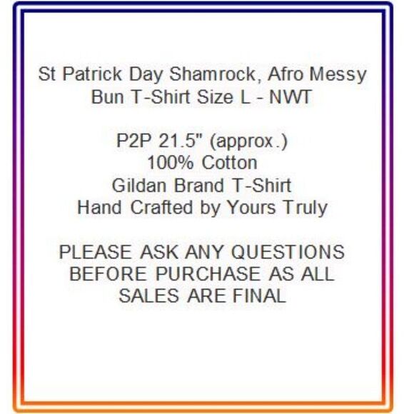 St Patrick Day Shamrock, Afro Messy Bun Custom Made T-Shirt - NWT - Picture 6 of 7